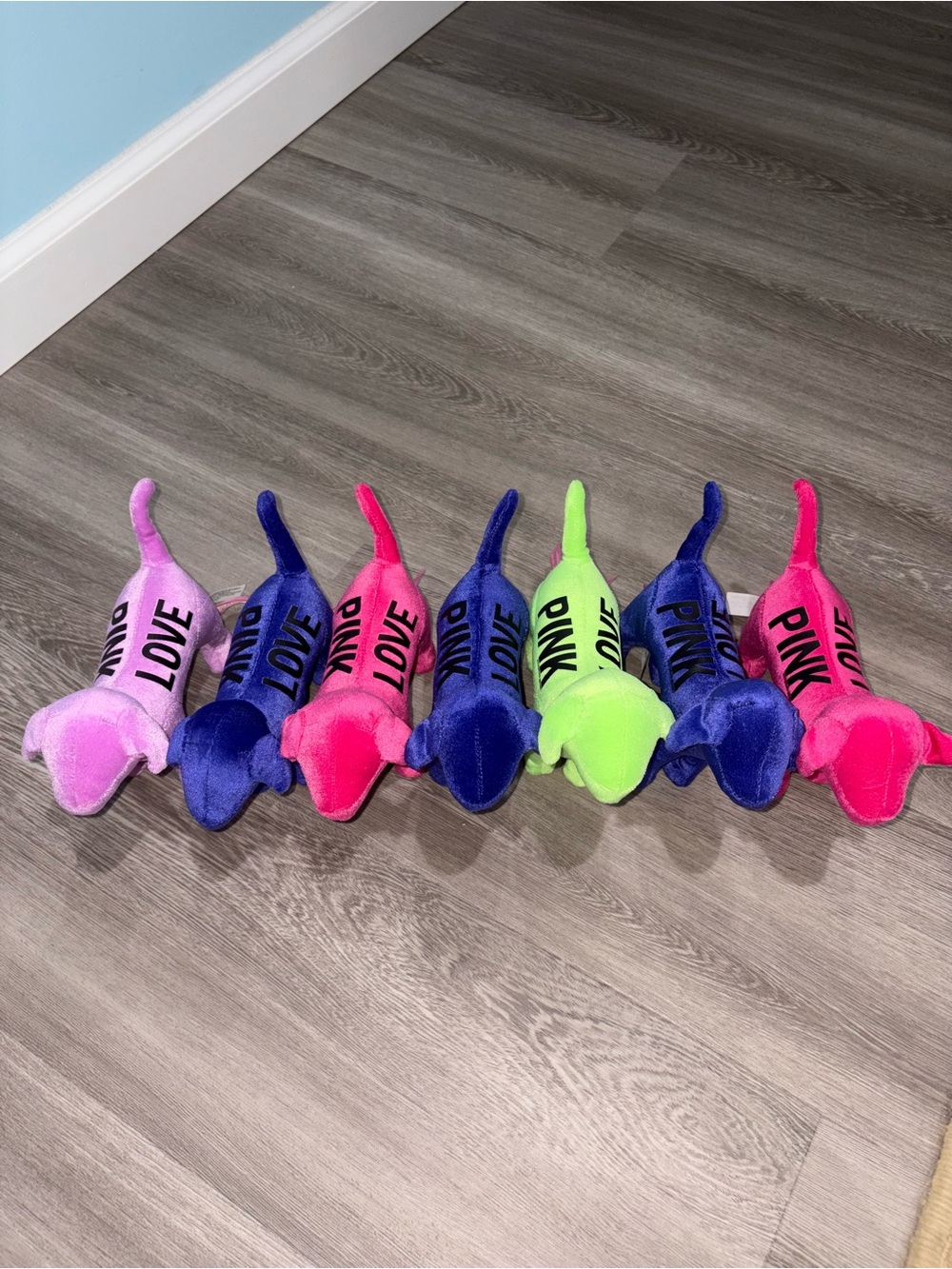 PINK Victoria's Secret Neon Plush Dog Bone Set - Pink, Blue, Green